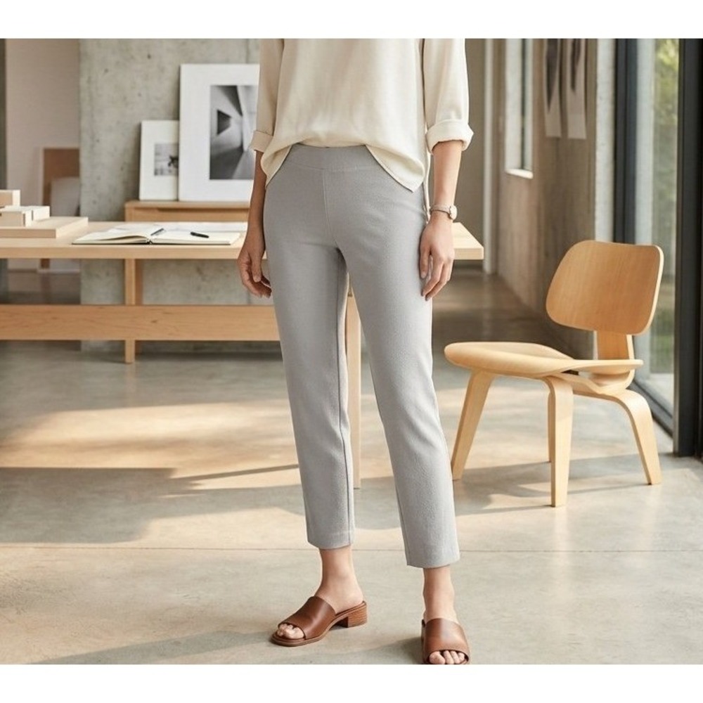 Eileen Fisher Womens S Grey Slim Ankle Pants Viscose Nylon Stretch Crepe *Read*